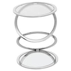 Silver Finish Rings Shaped Base End Table with Clear Glass Top