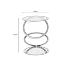 Silver Finish Rings Shaped Base End Table with Clear Glass Top