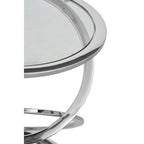 Silver Finish Rings Shaped Base End Table with Clear Glass Top