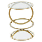 Gold Finish Rings Shaped Base End Table with Clear Glass Top