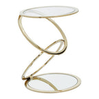 Gold Finish Rings Shaped Base End Table with Clear Glass Top