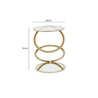 Gold Finish Rings Shaped Base End Table with Clear Glass Top