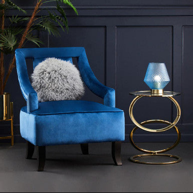 Gold Finish Rings Shaped Base End Table with Clear Glass Top