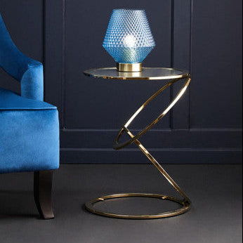 Gold Finish Rings Shaped Base End Table with Clear Glass Top