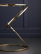 Gold Finish Rings Shaped Base End Table with Clear Glass Top