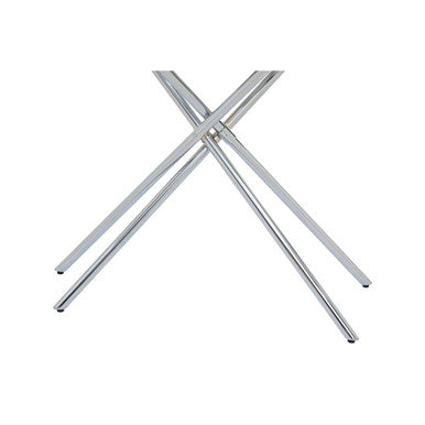Silver Mirrored Stainless Steel Side Table with Dual Tiered Shelves