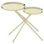 Gold Chrome Finish Frame Side Table with Metallic Plates Top