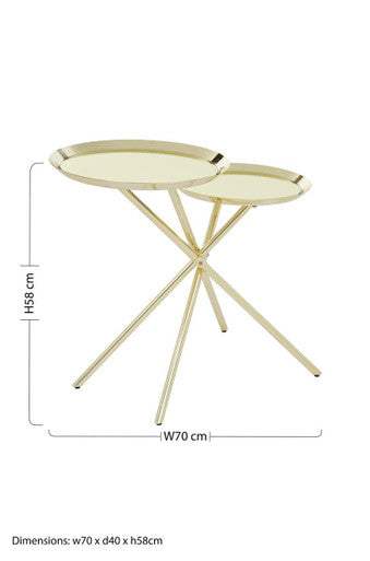Gold Chrome Finish Frame Side Table with Metallic Plates Top