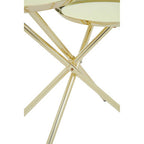 Gold Chrome Finish Frame Side Table with Metallic Plates Top