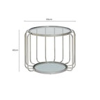 Silver Finish Metallic Frame Side Table with Tempered Glass Top