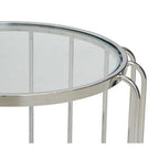 Silver Finish Metallic Frame Side Table with Tempered Glass Top