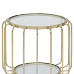 Gold Finish Metallic Frame Side Table with Tempered Glass Top