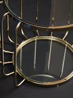Gold Finish Metallic Frame Side Table with Tempered Glass Top