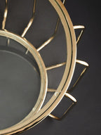 Gold Finish Metallic Frame Side Table with Tempered Glass Top