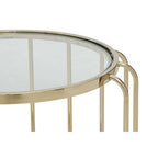Gold Finish Metallic Frame Side Table with Tempered Glass Top