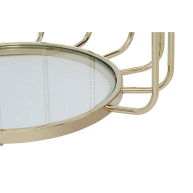 Gold Finish Metallic Frame Side Table with Tempered Glass Top