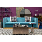 Black and Silver Powder-Coated T-Shape End Table with Clear Glass Top