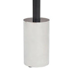 Black and Silver Powder-Coated T-Shape End Table with Clear Glass Top