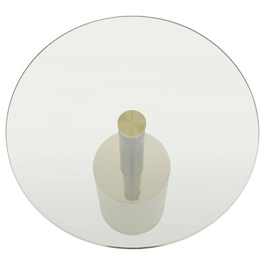 Black and Gold Powder-Coated T-Shape End Table with Clear Glass Top