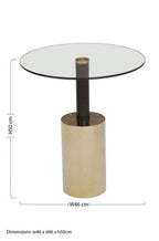 Black and Gold Powder-Coated T-Shape End Table with Clear Glass Top