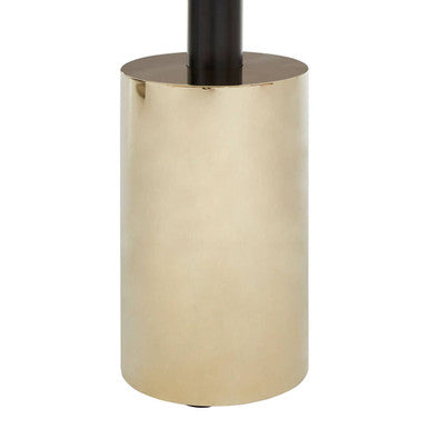Black and Gold Powder-Coated T-Shape End Table with Clear Glass Top