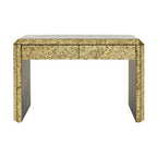 Antique Gold Finish Mirrored 2 Drawer Console Table