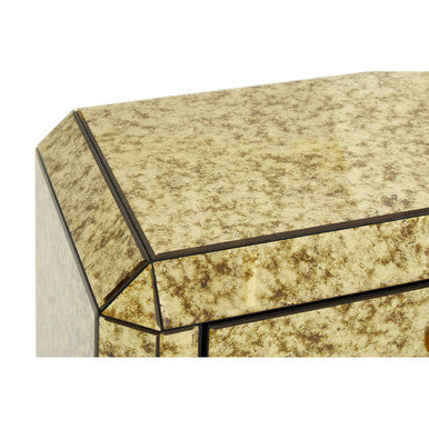 Antique Gold Finish Mirrored 2 Drawer Console Table