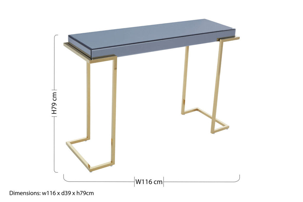 Mirrored Console Table in Gold and Grey Finish