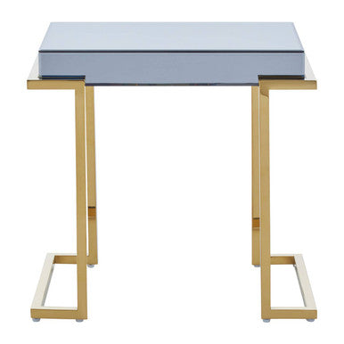 Mirrored End Table in Gold and Grey Finish