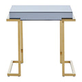 Mirrored End Table in Gold and Grey Finish