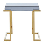 Mirrored End Table in Gold and Grey Finish