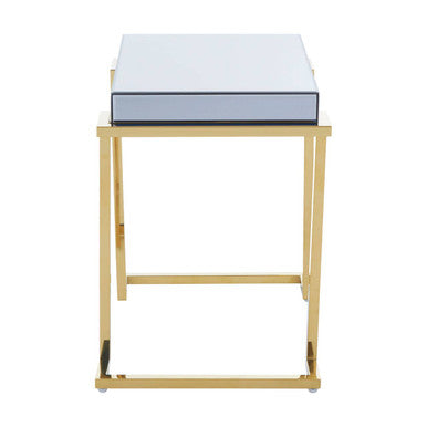 Mirrored End Table in Gold and Grey Finish