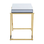 Mirrored End Table in Gold and Grey Finish