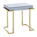 Mirrored End Table in Gold and Grey Finish