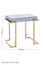 Mirrored End Table in Gold and Grey Finish