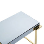 Mirrored End Table in Gold and Grey Finish