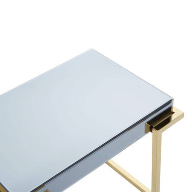 Mirrored End Table in Gold and Grey Finish