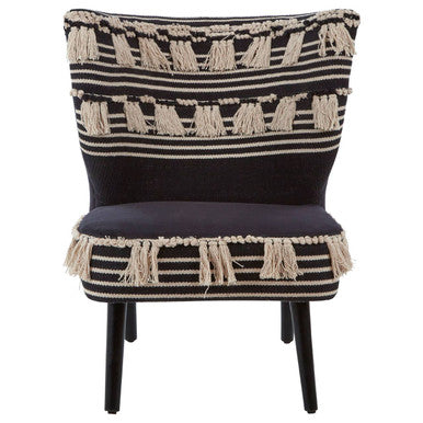 Black and White Textured Fabric Chair