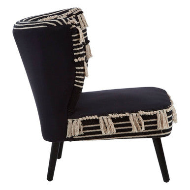 Black and White Textured Fabric Chair