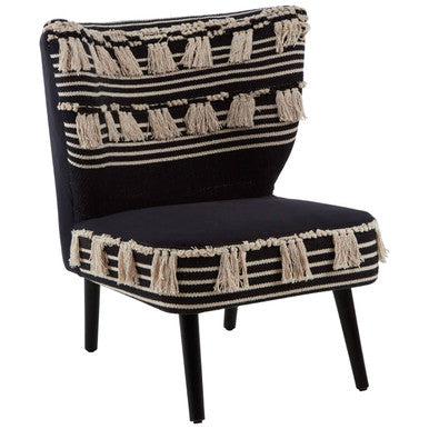 Black and White Textured Fabric Chair