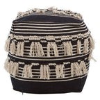 Striped Tassel Pouffe