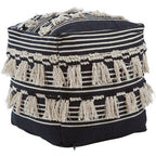 Striped Tassel Pouffe
