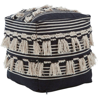 Striped Tassel Pouffe