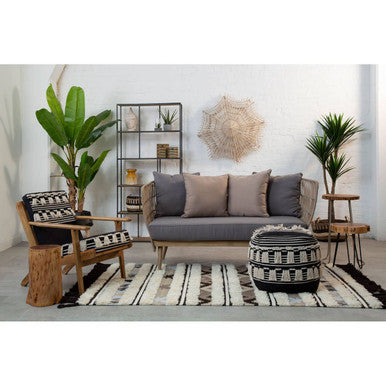 Striped Tassel Pouffe