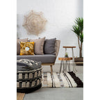 Striped Tassel Pouffe