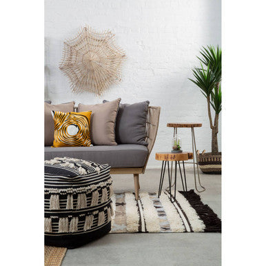 Striped Tassel Pouffe
