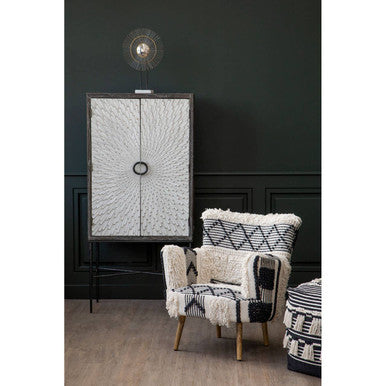 Striped Tassel Pouffe