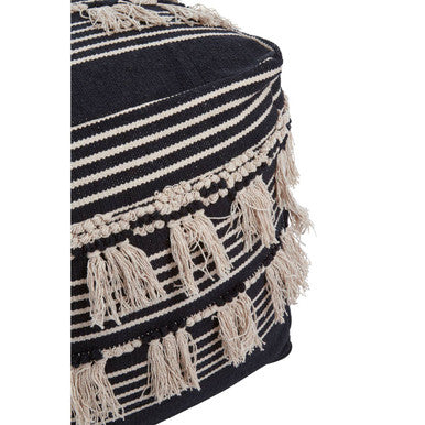 Striped Tassel Pouffe