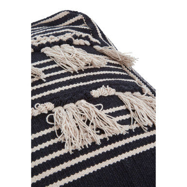 Striped Tassel Pouffe