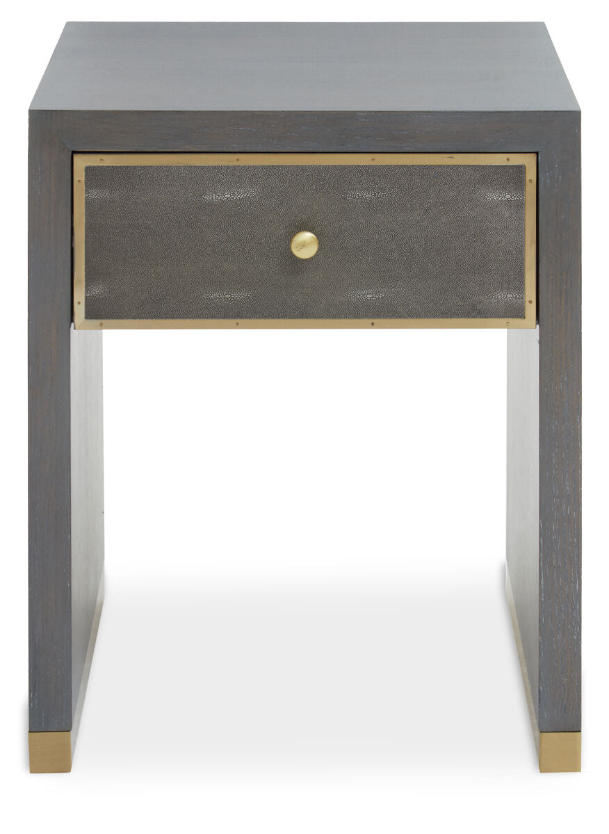 Grey Shagreen Effect 1 Drawer Side Table